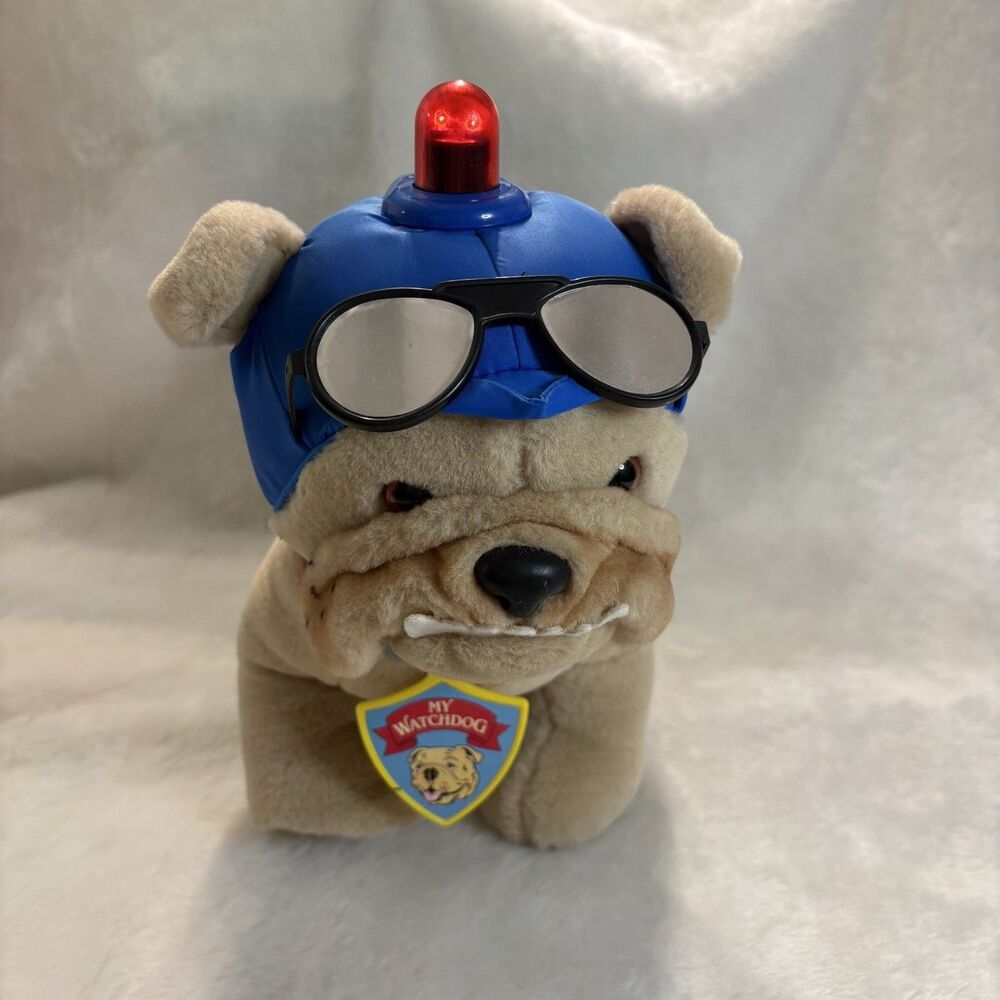 Vintage Mattel My Watchdog Bulldog Toy Barks Sirens Light Up Flashlight 1992
